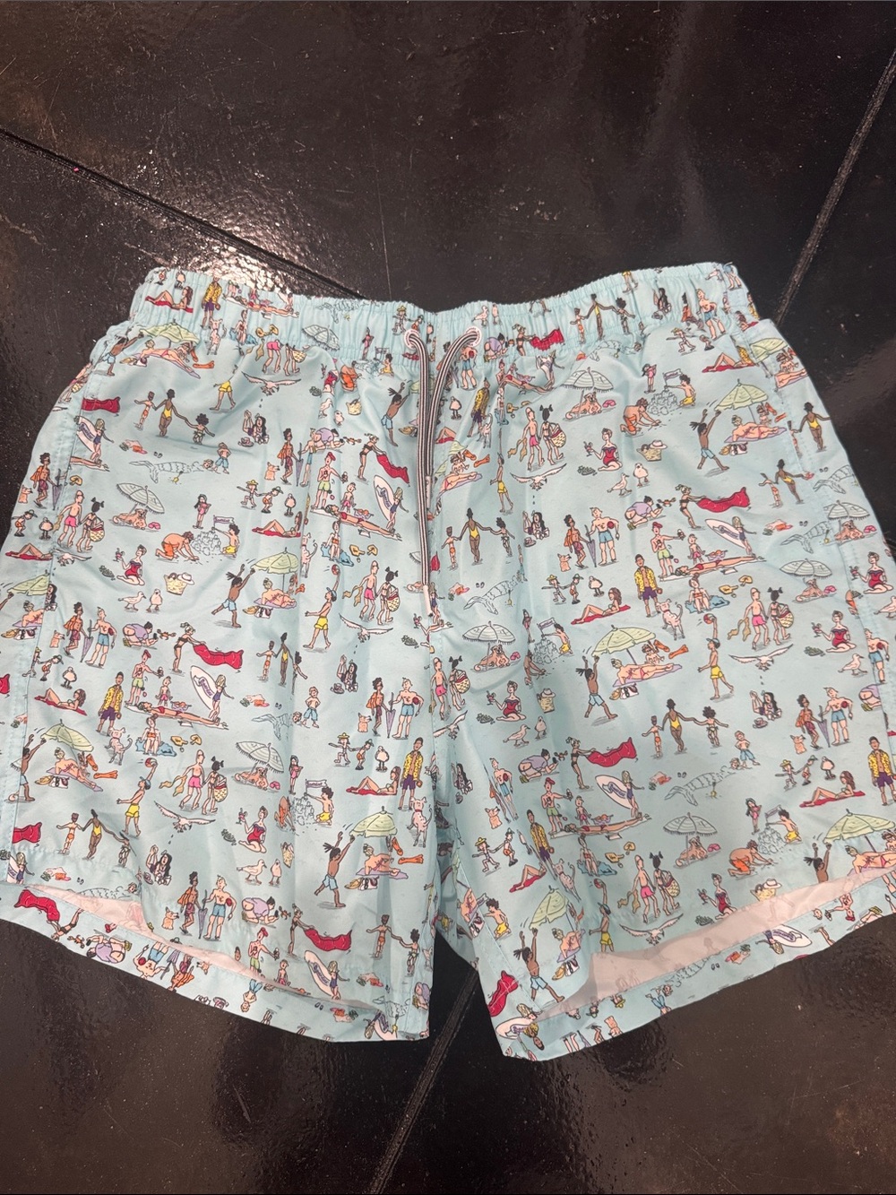 Boardies Mens Light Blue Beach Print Swim Trunks
